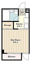 サンアベニュー日野 1Kの間取図画像