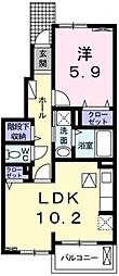 桜コート 1LDKの間取図画像