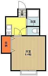 JR中央線 八王子駅 徒歩22分の賃貸アパート 2階1Kの間取り