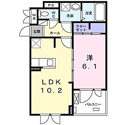 京王相模原線 南大沢駅 バス14分 由木折返場下車 徒歩6分の賃貸アパート 2階1LDKの間取り