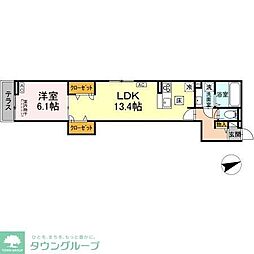 D-ROOM八幡町 1階1LDKの間取り