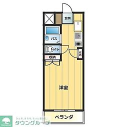 ロワールハイム 2階ワンルームの間取り