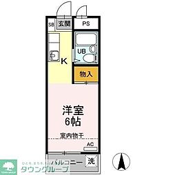 グリーンハイム桜塚 2階ワンルームの間取り