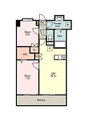 コートデルトゥール昭島 5階1SLDKの間取り