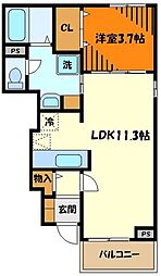 ル・エスターテ 1階1LDKの間取り