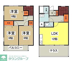 クレセントI 1階3LDKの間取り