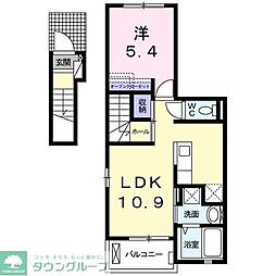 プルメリア 2階1LDKの間取り
