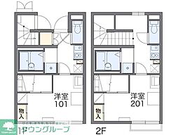 レオパレスアイビーコート8II 1階1Kの間取り