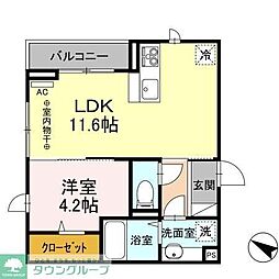 福生Halelea 3階1LDKの間取り