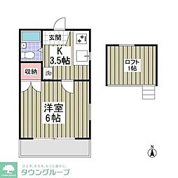 バーディー・エイト 2階1Kの間取り