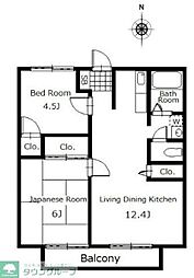 ファミール田倉 1階2LDKの間取り
