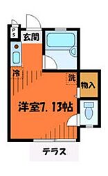 ドリームコート南平 1階ワンルームの間取り