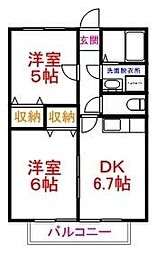 YAMASEN 1階2DKの間取り