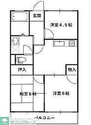 志村ハイツ 2階3DKの間取り
