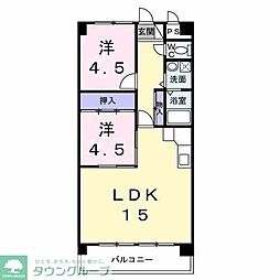 ファミーユ旭 3階2LDKの間取り