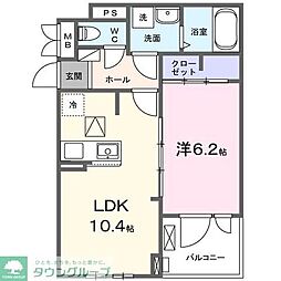 モア 1階1LDKの間取り