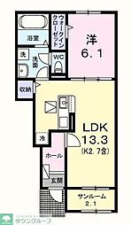エール　ドゥ 1階1LDKの間取り