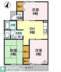 クレールＡ 2階3DKの間取り