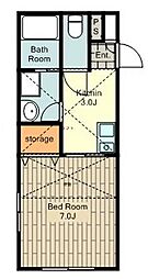 コーポアライ 2階1Kの間取り