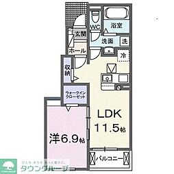 サンリットプレイス 1階1LDKの間取り