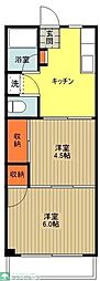 グリーンマンション 2階2Kの間取り