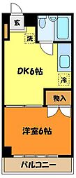 ハイツ竹豊 1階1DKの間取り