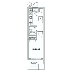 スカイコート八王子第5 9階1Kの間取り