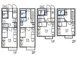 レオパレスシャルム 1階1Kの間取り