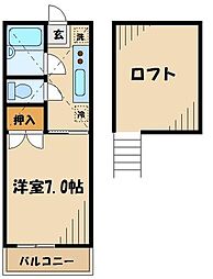 モンシャトーオキ 2階1Kの間取り