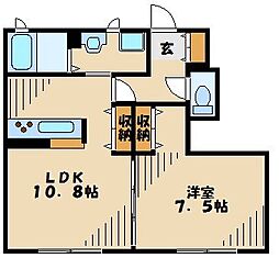 ハピネスIII 1階1LDKの間取り