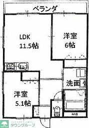 ピース1 2階2LDKの間取り