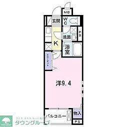 シャルム 1階1Kの間取り