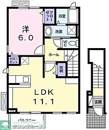 サンパティーク 2階1LDKの間取り