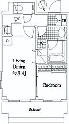 ディナック八王子 13階1LDKの間取り