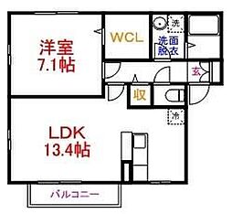 JR五日市線 熊川駅 徒歩4分の賃貸アパート 1階1LDKの間取り