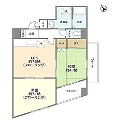 京王線 京王八王子駅 徒歩7分の賃貸マンション 4階2DKの間取り