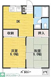 コーポ矢崎 2DKの間取図画像