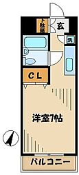 マルベリーコート ワンルームの間取図画像
