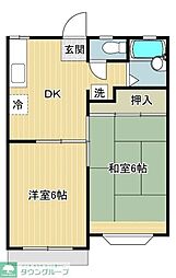 ホワイトハイム高尾B 2DKの間取図画像