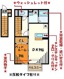 メゾン・ド・レトワール 1LDKの間取図画像