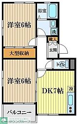 MH小平南棟 2DKの間取図画像