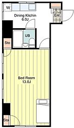 千代田マンション八王子 1DKの間取図画像