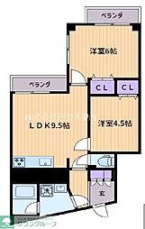 八王子はざま住宅 2LDKの間取図画像
