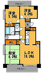 ドリームマンション薬院 3LDKの間取図画像