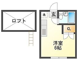 スバルハイム 2階ワンルームの間取り