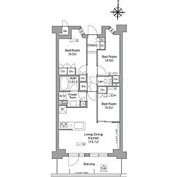 コンフォリア・リヴ八坂富士見 5階3LDKの間取り