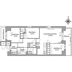 コンフォリア・リヴ八坂富士見 2階3LDKの間取り