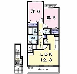 ラフレシールII 2階2LDKの間取り