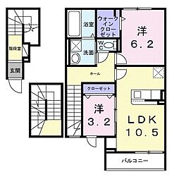 ヒカルサ小平栄町 3階2LDKの間取り