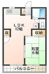 高杉マンション 3階1LDKの間取り